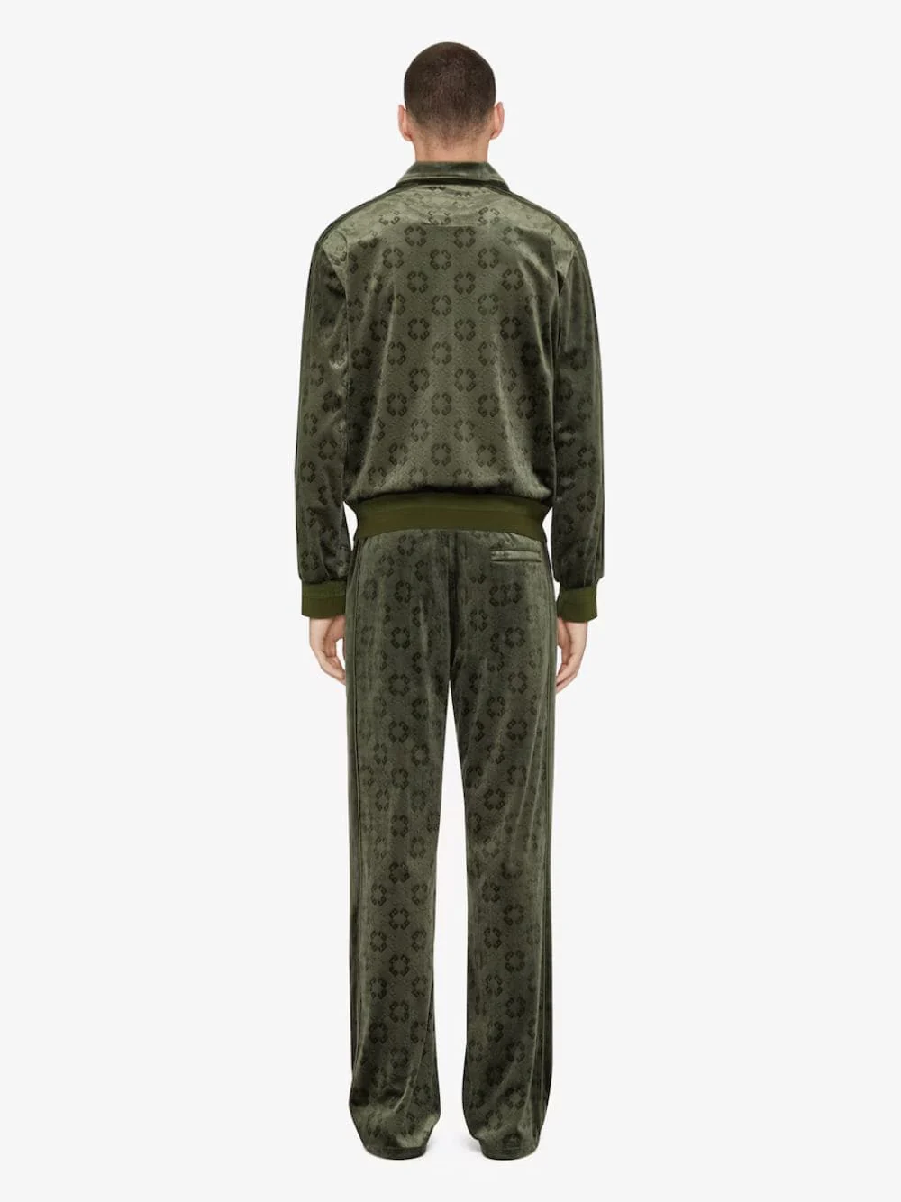 Green Monogram Velvet Jogger Pants - Image 3