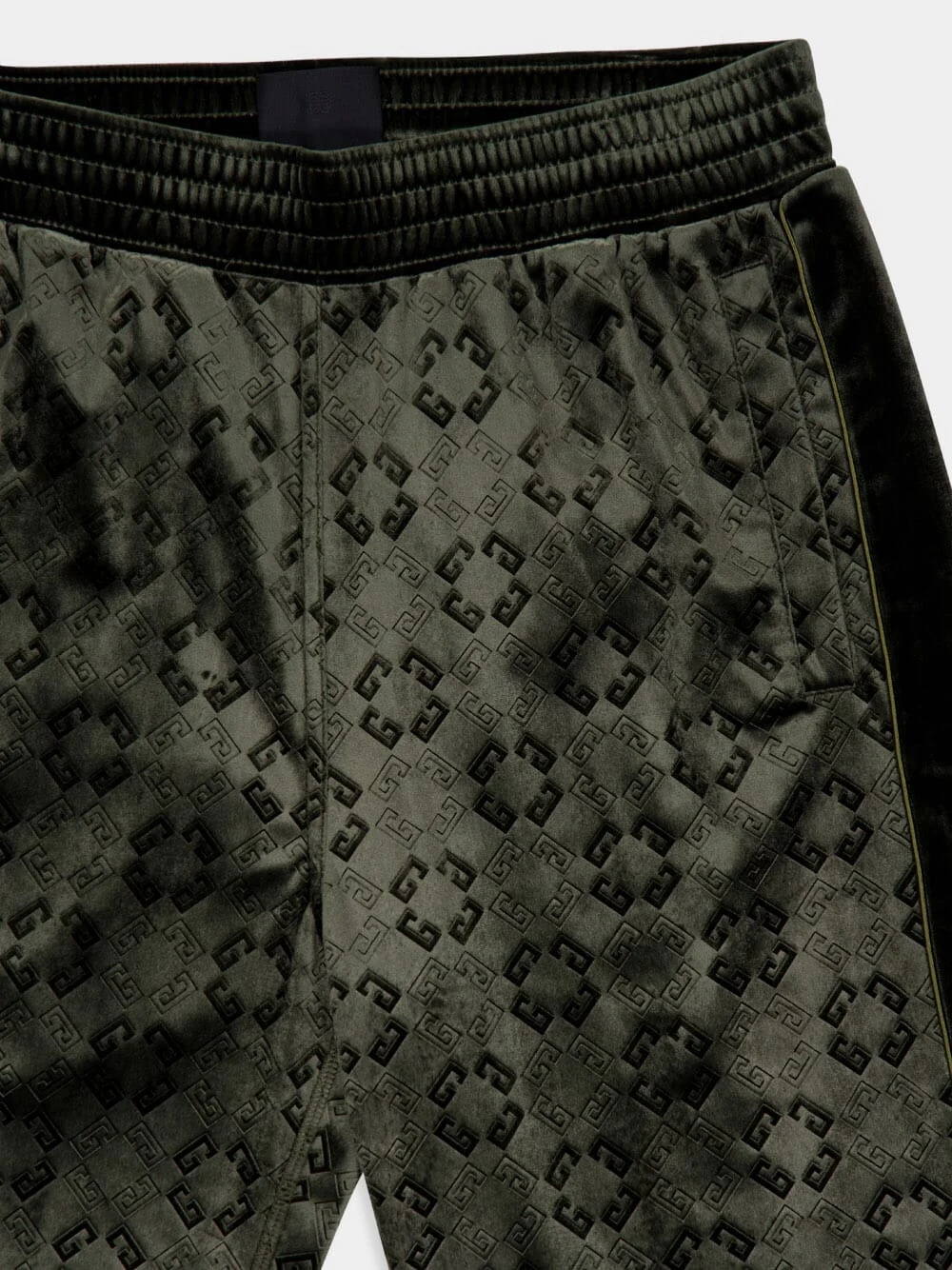 Green Monogram Velvet Jogger Pants - Image 9
