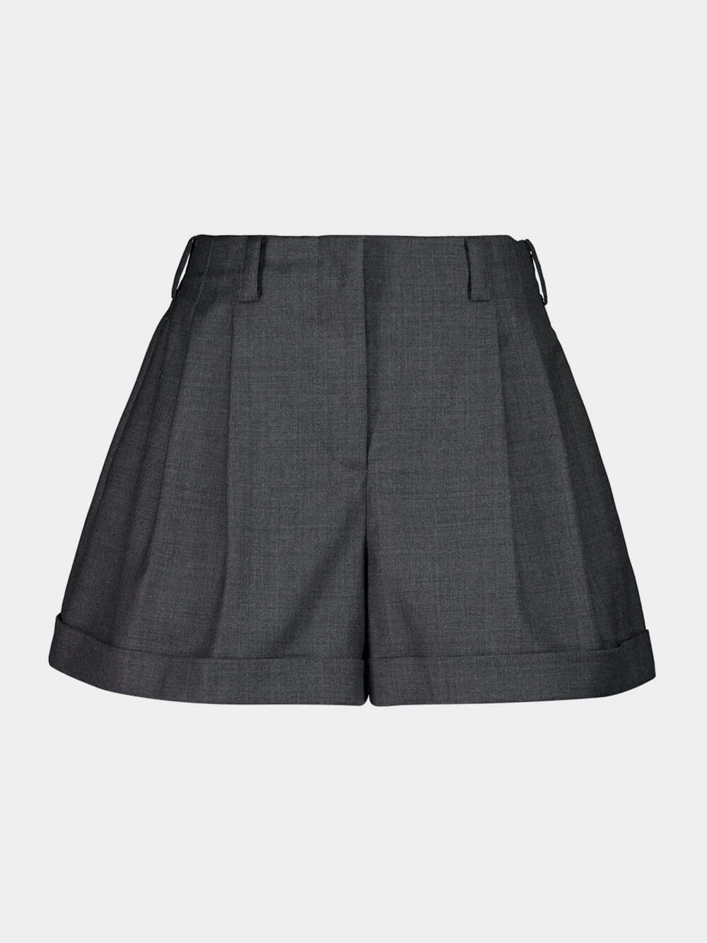 Grey Mix Double Pleat Wool Shorts