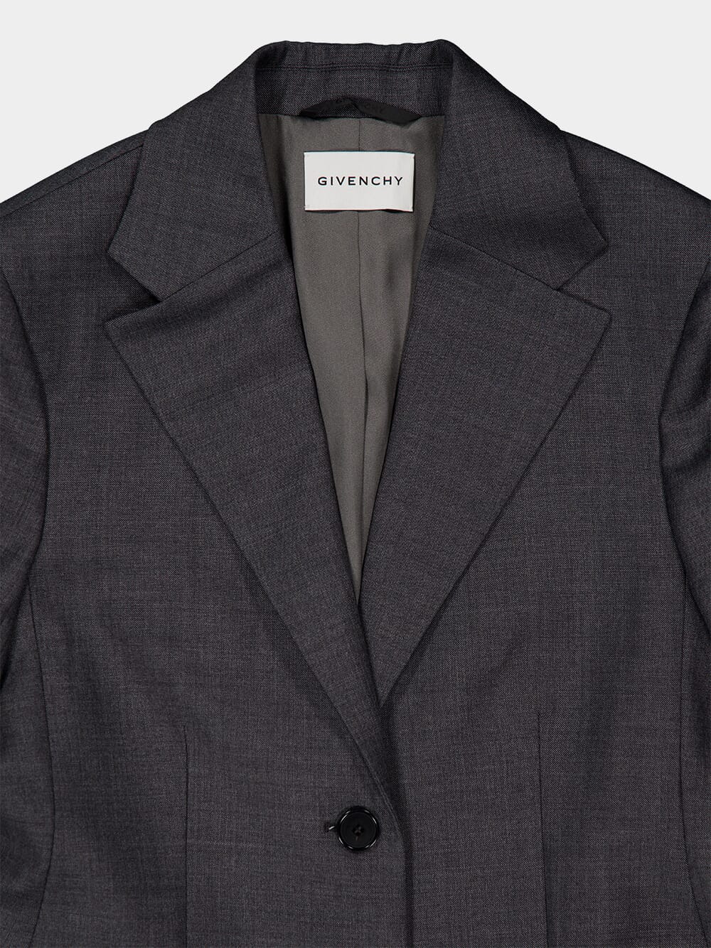 Grey Mix Wool Single-Breasted Blazer - Image 3