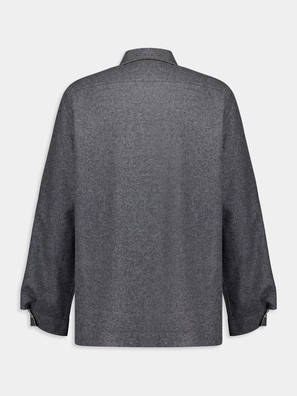 Grey Wool Zipped Shirt - Image 2