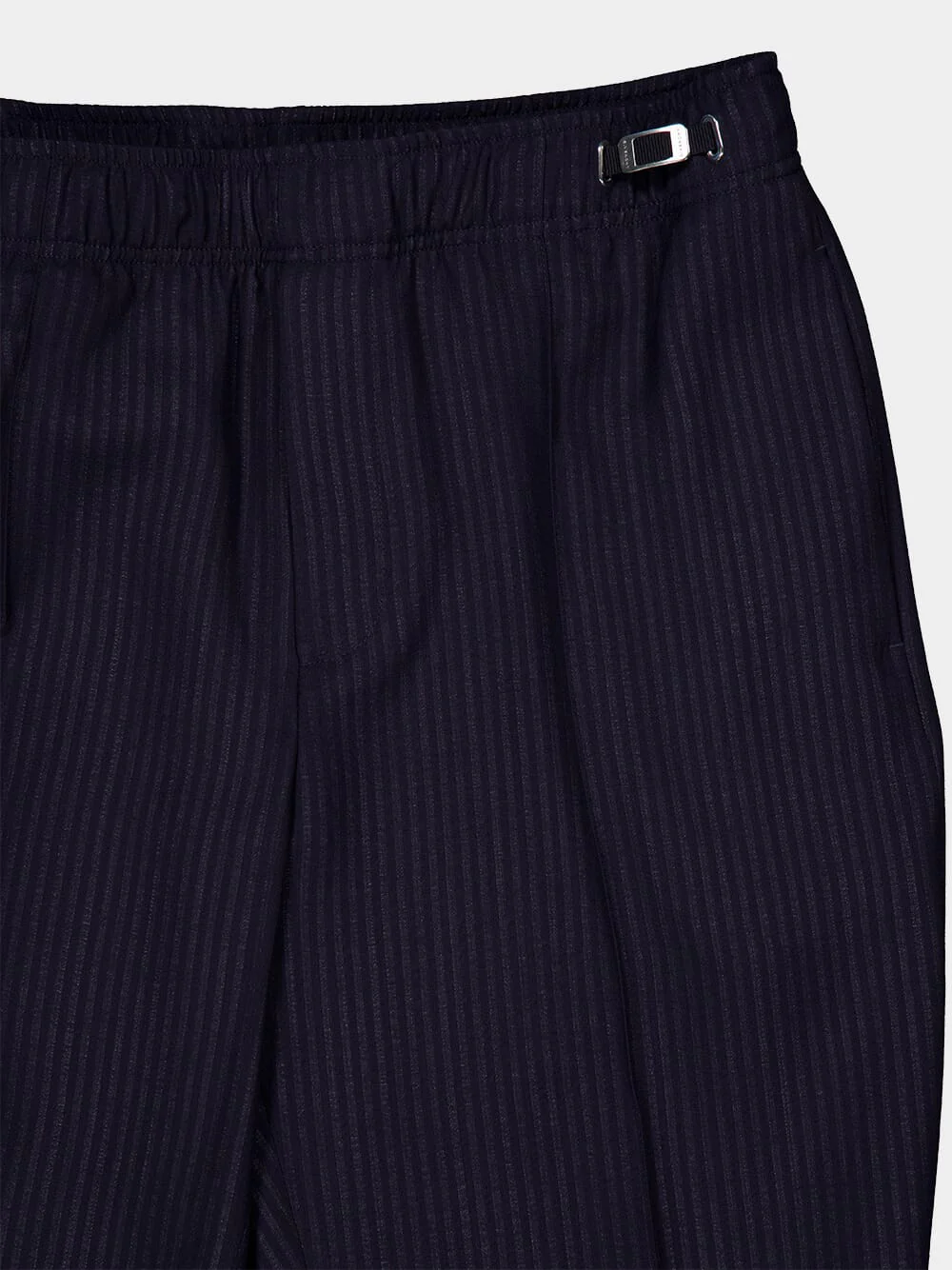 Navy Couture Seam Striped Wool Joggers - Image 5