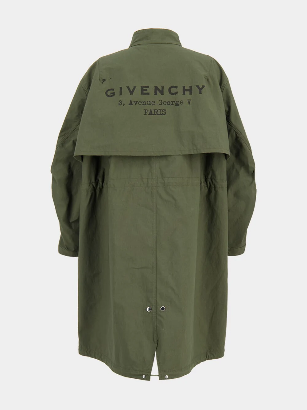 Khaki Cotton Parka with Stamp Print - Image 4