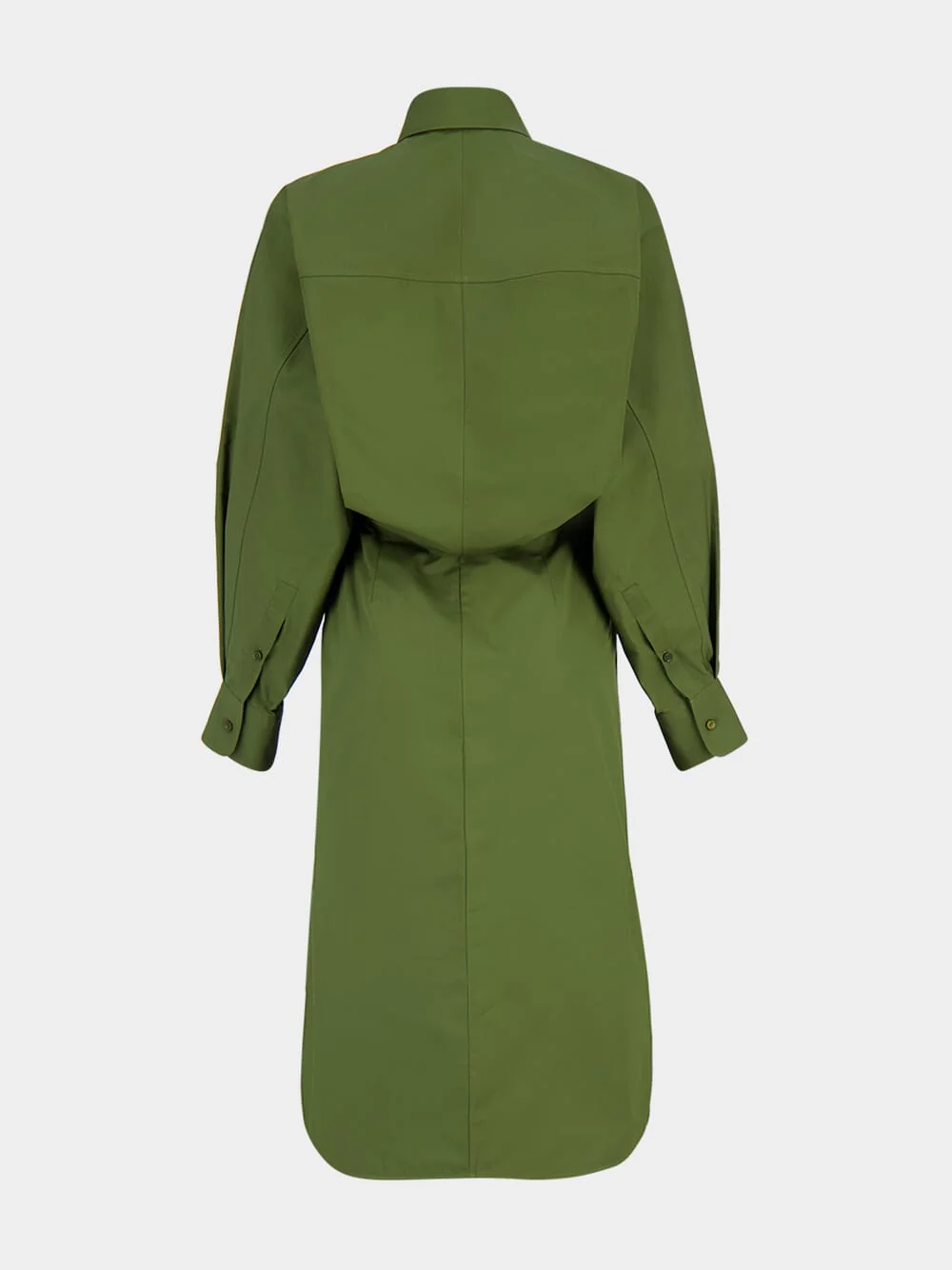 Khaki Cotton Poplin Shirt Dress - Image 3
