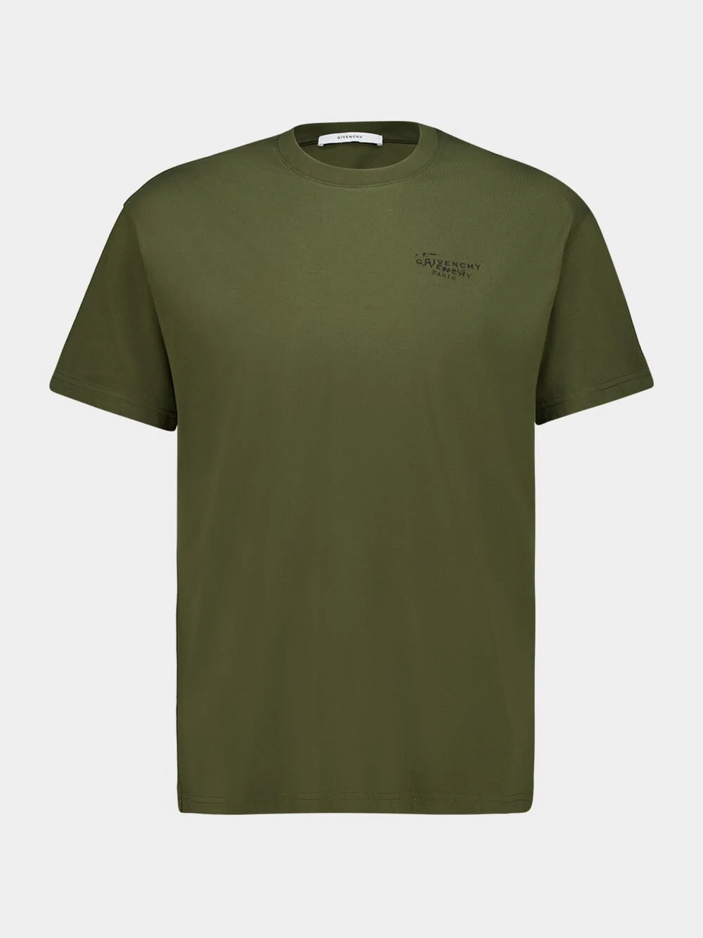 Khaki Cotton T-Shirt with Logo Stamp