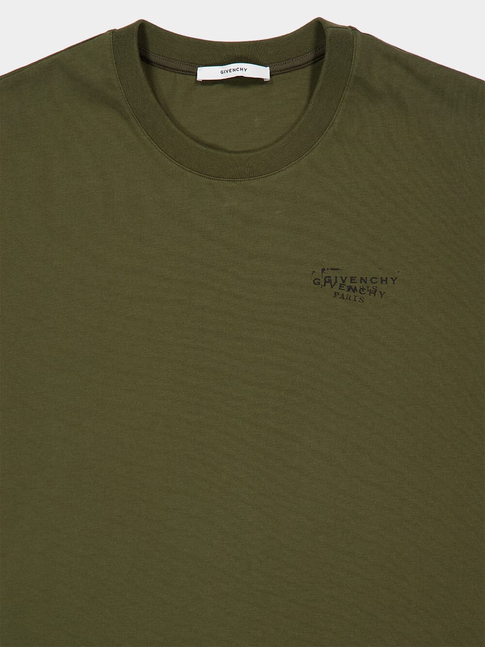 Khaki Cotton T-Shirt with Logo Stamp - Image 3