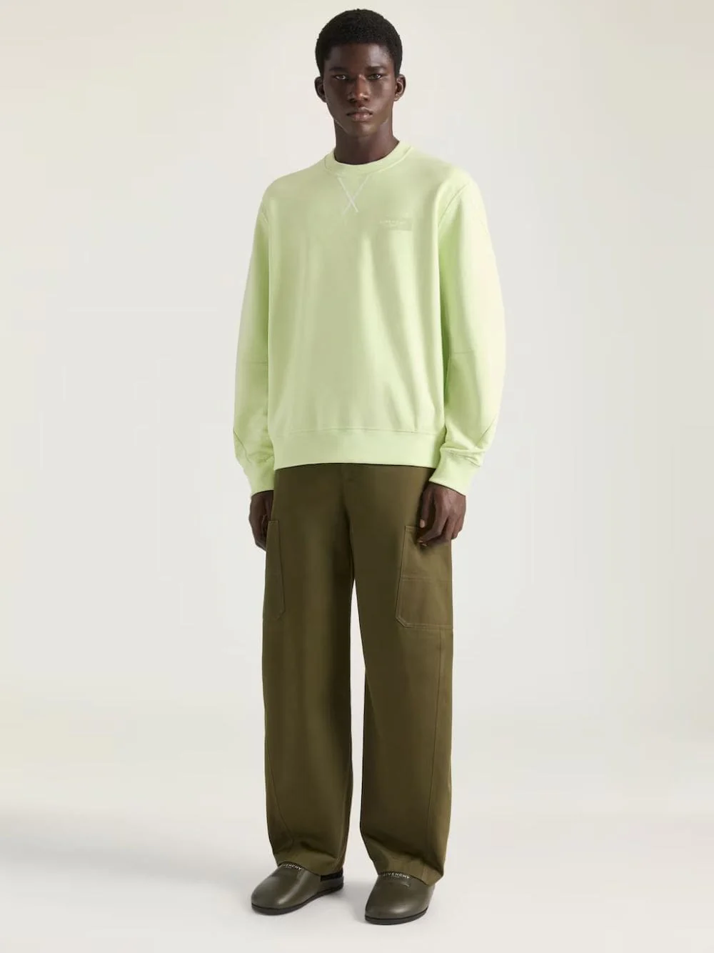 Khaki Couture Seam Cotton Cargo Trousers - Image 2