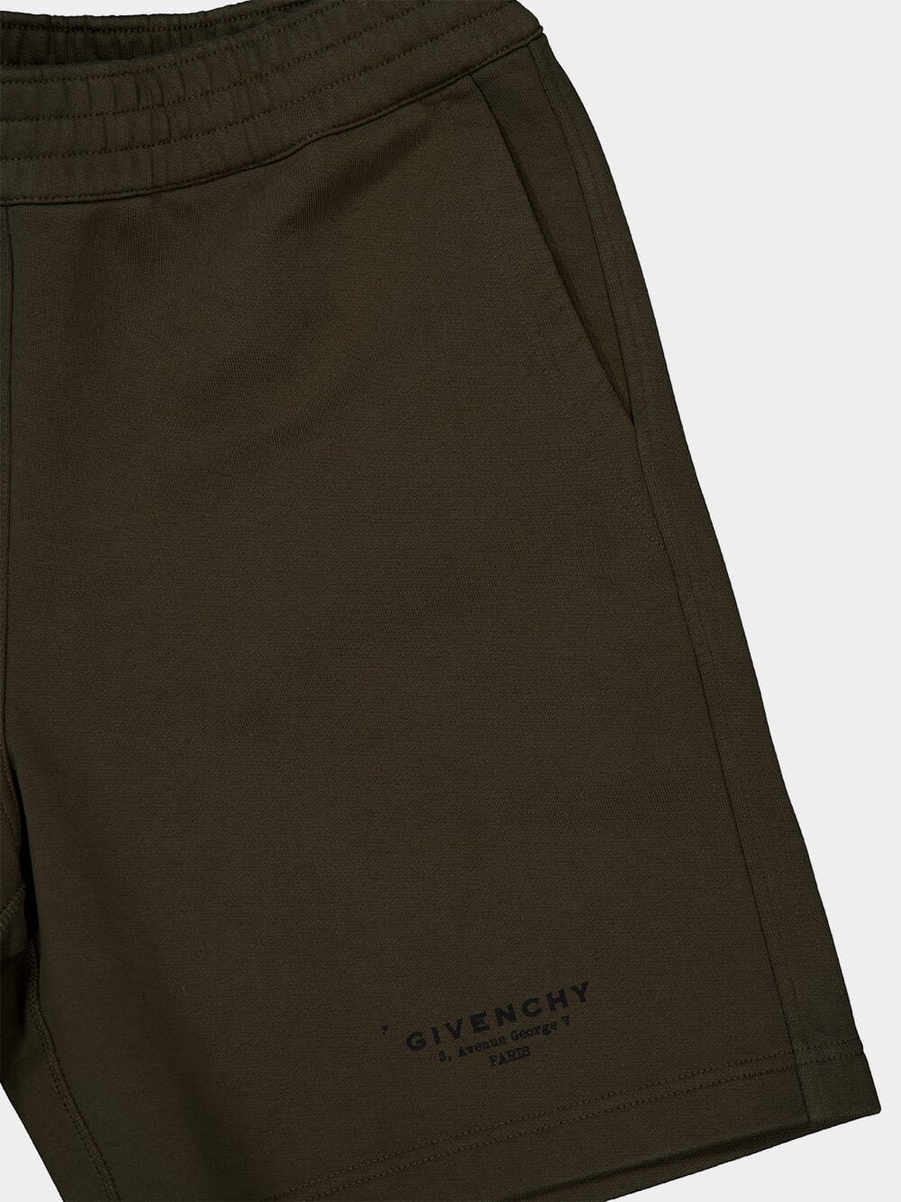 Khaki Green Logo Cotton Shorts - Image 3