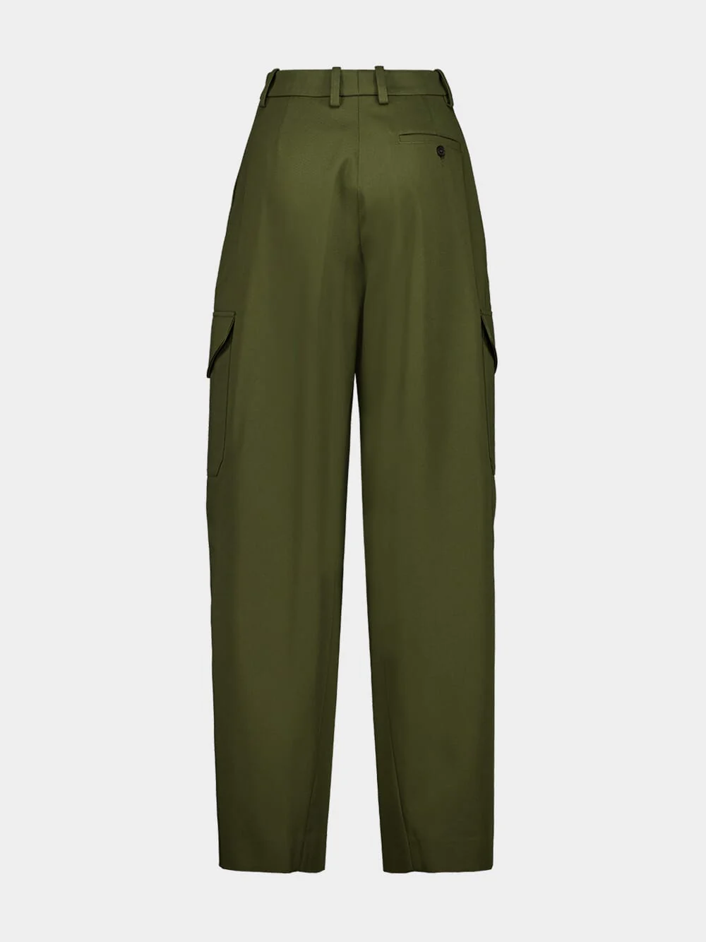 Khaki Green Regular Fit Cotton-Wool Trousers - Image 2