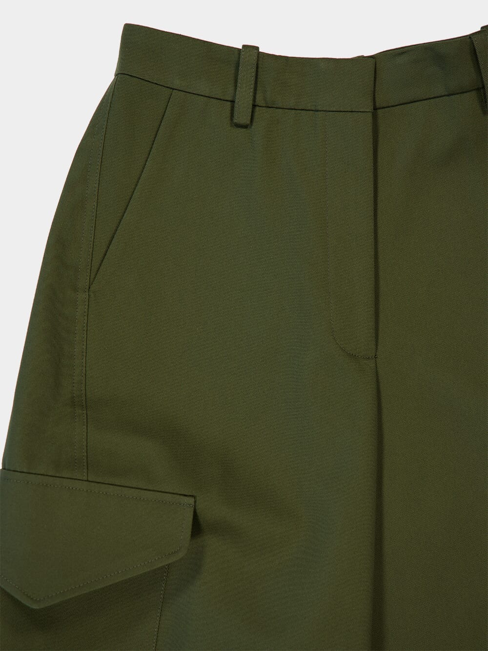 Khaki Green Regular Fit Cotton-Wool Trousers - Image 3