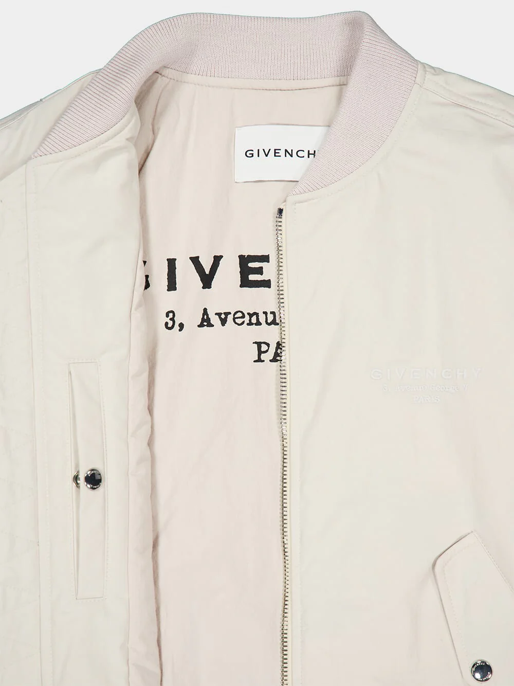 Light Beige Cotton Bomber Jacket - Image 5