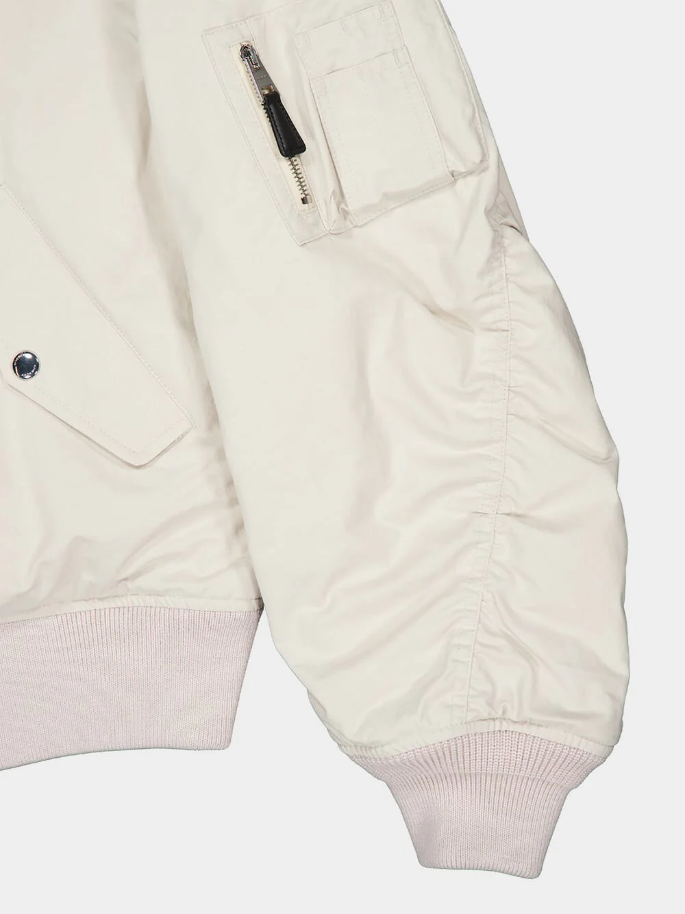 Light Beige Cotton Bomber Jacket - Image 6