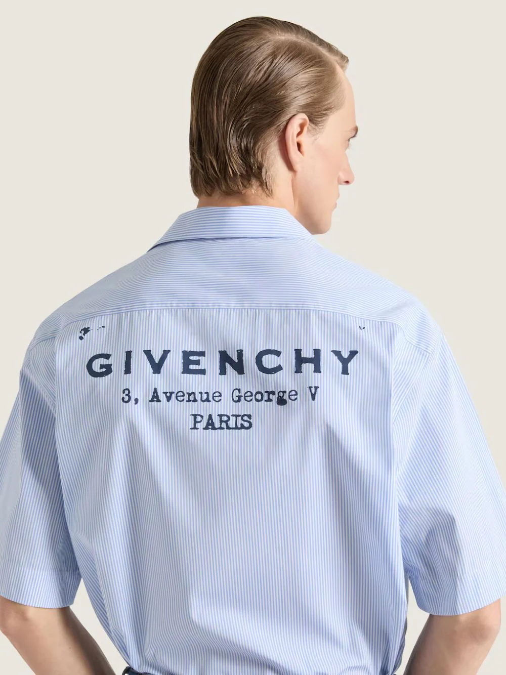 Light Blue Striped Cotton Shirt with Stamp - Image 3