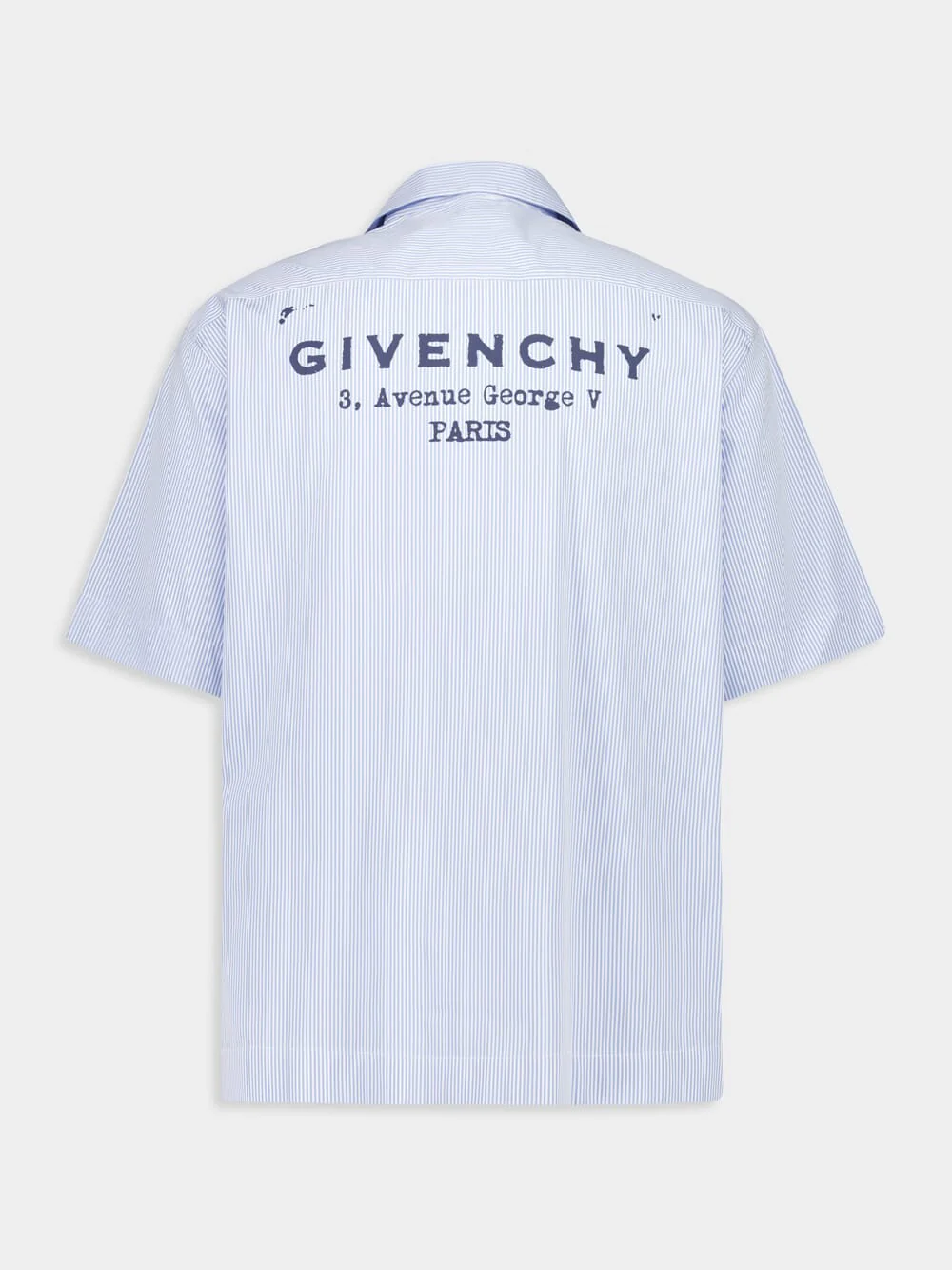 Light Blue Striped Cotton Shirt with Stamp - Image 4