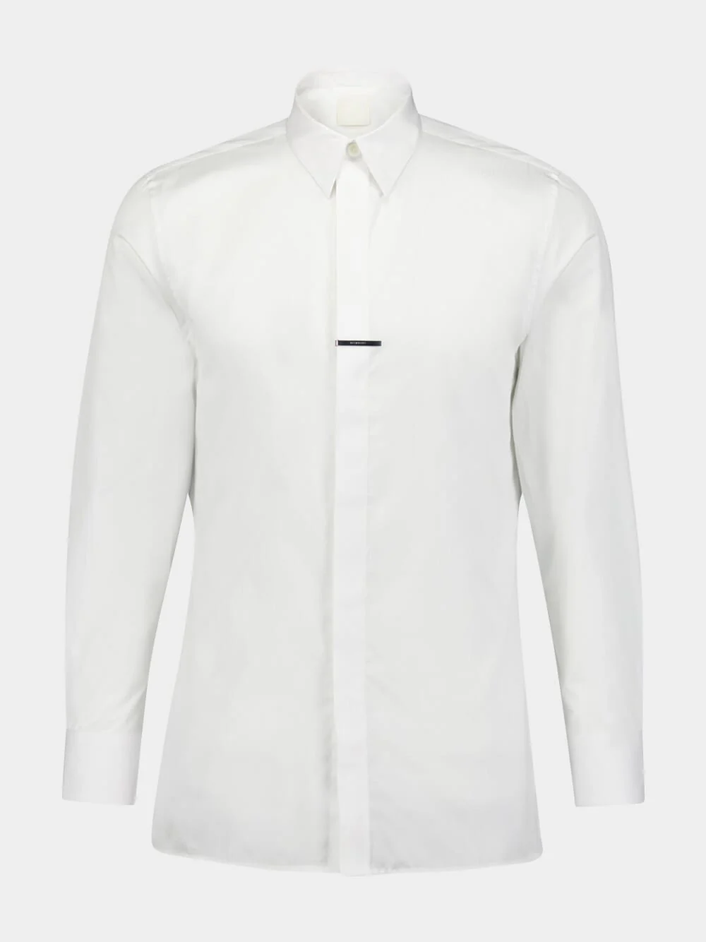 Logo-Plaque Pointed-Collar Cotton Shirt