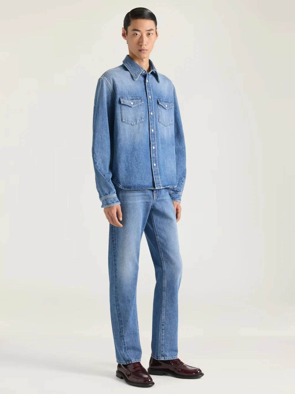 Medium Blue Shadow Denim Couture Seam Shirt
