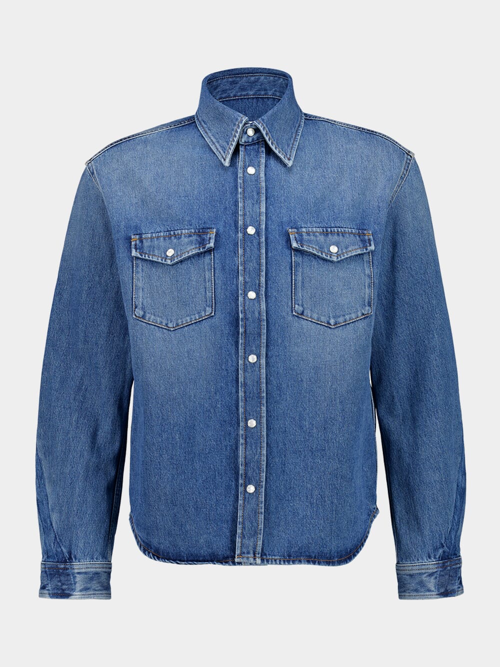 Medium Blue Shadow Denim Couture Seam Shirt - Image 2