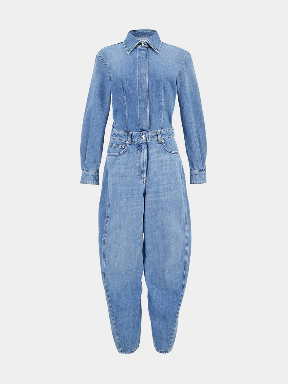 Medium Blue Wide Denim Jumpsuit