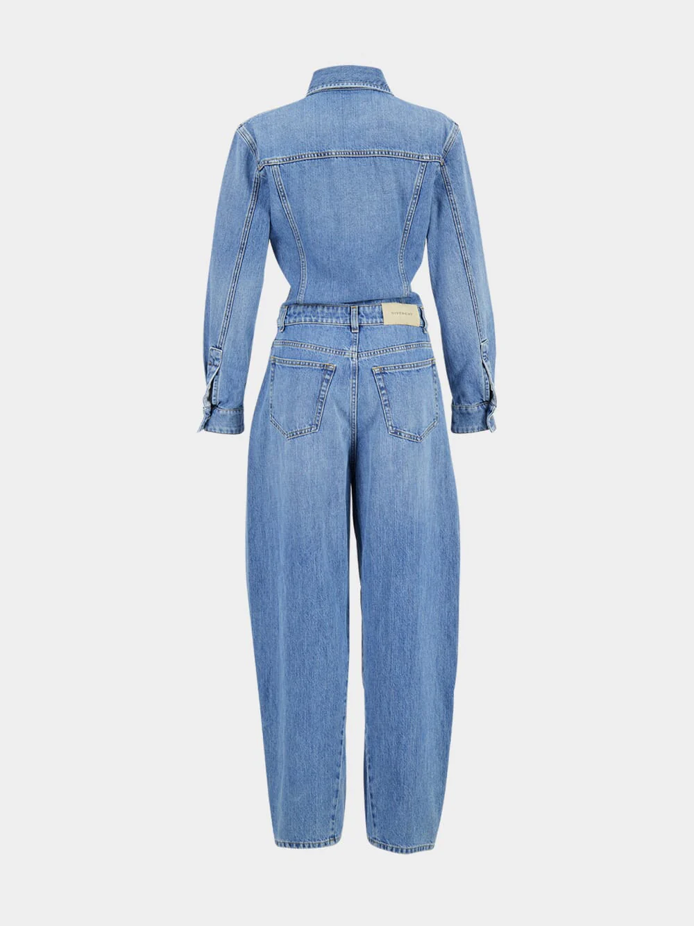 Medium Blue Wide Denim Jumpsuit - Image 2