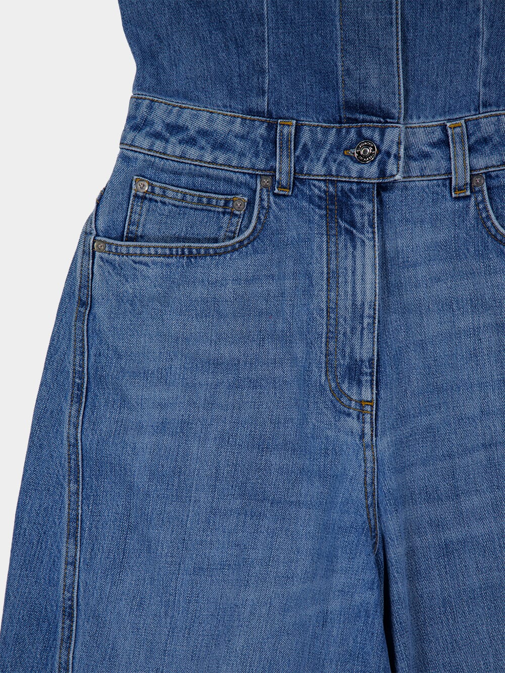 Medium Blue Wide Denim Jumpsuit - Image 4