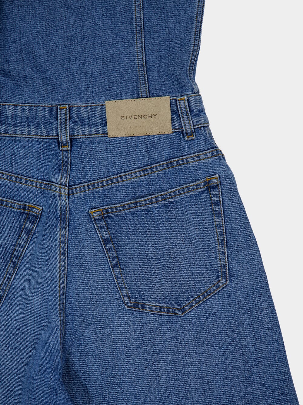 Medium Blue Wide Denim Jumpsuit - Image 5