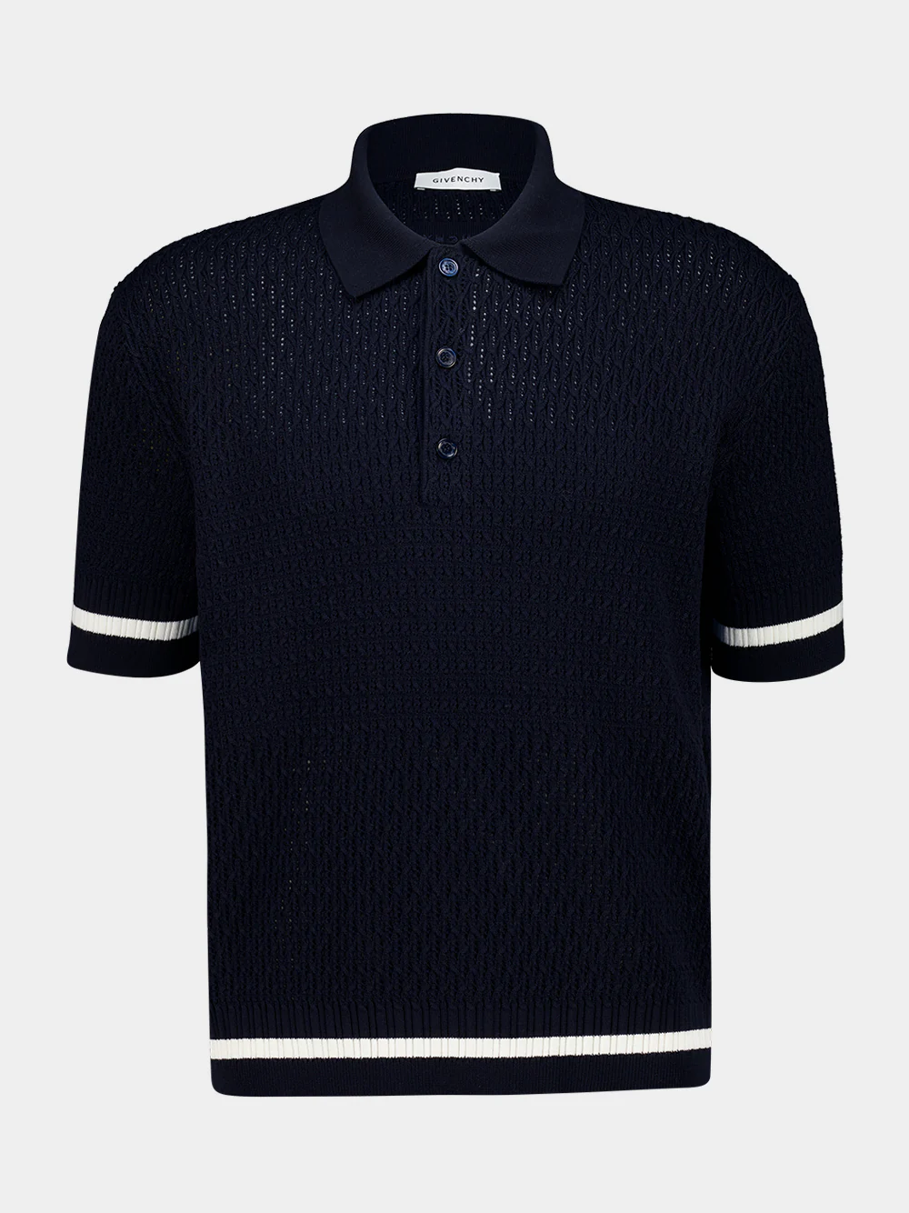 Night Blue Knit Polo with Givenchy Paris Embroidery