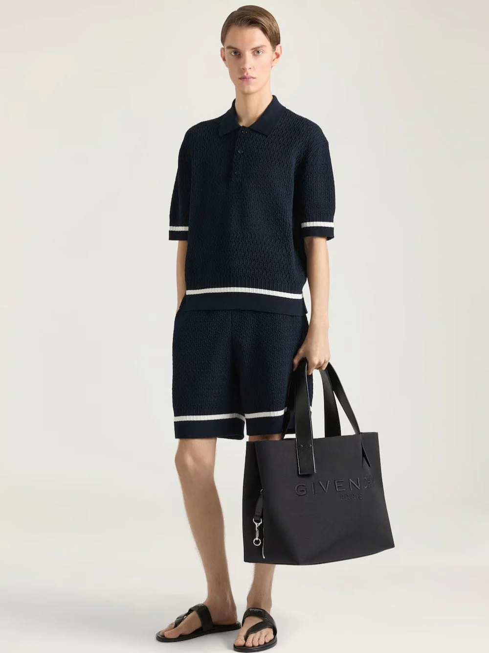 Night Blue Knit Polo with Givenchy Paris Embroidery - Image 2