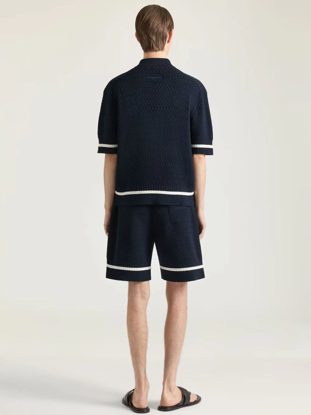 Night Blue Knit Polo with Givenchy Paris Embroidery - Image 4