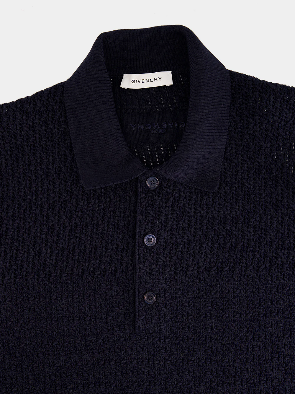 Night Blue Knit Polo with Givenchy Paris Embroidery - Image 5