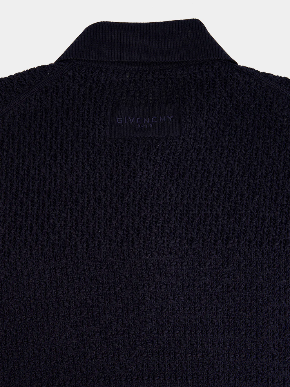 Night Blue Knit Polo with Givenchy Paris Embroidery - Image 6