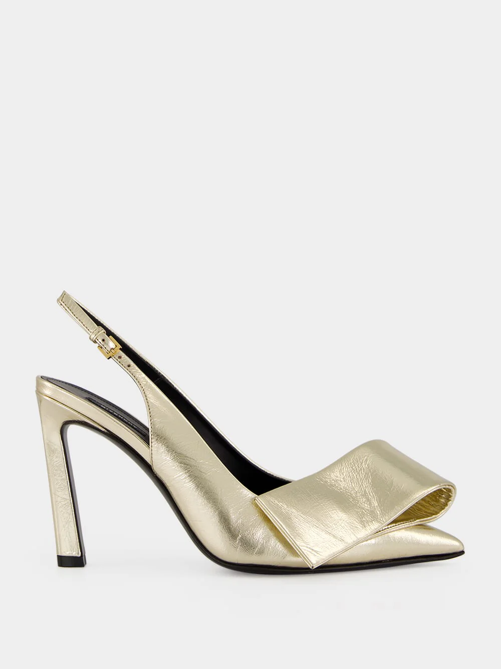 Golden Twisted Ribbon Metallic Slingback Pumps