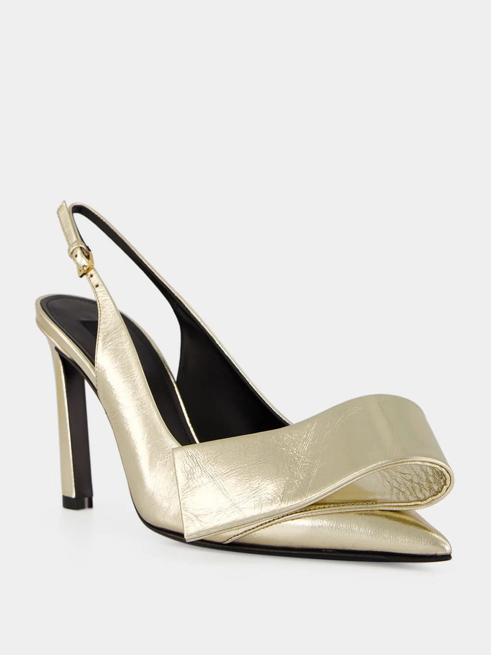 Golden Twisted Ribbon Metallic Slingback Pumps - Image 2