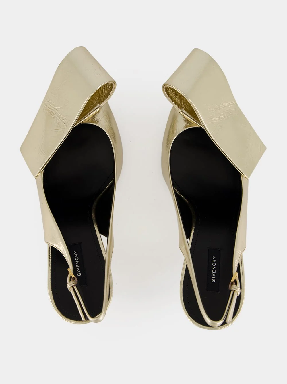 Golden Twisted Ribbon Metallic Slingback Pumps - Image 4