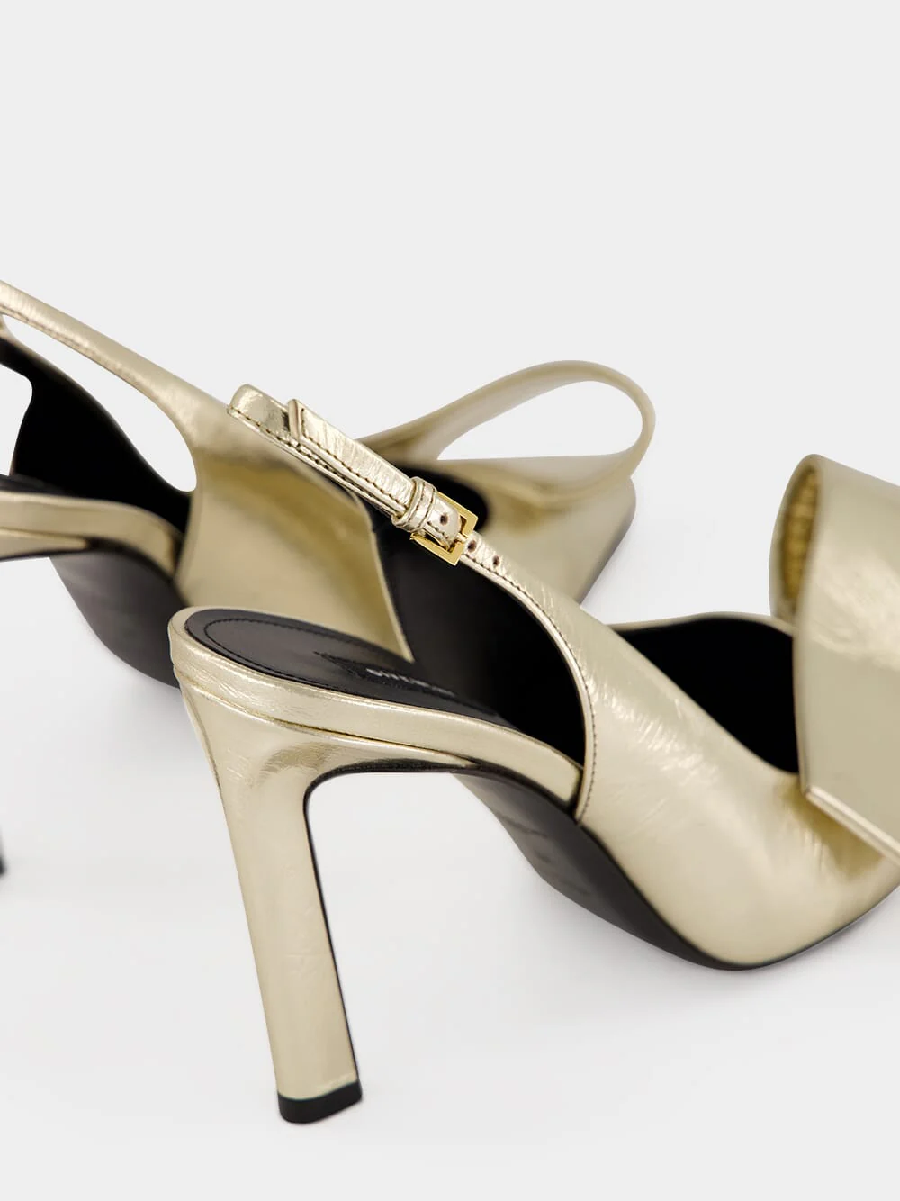 Golden Twisted Ribbon Metallic Slingback Pumps - Image 5