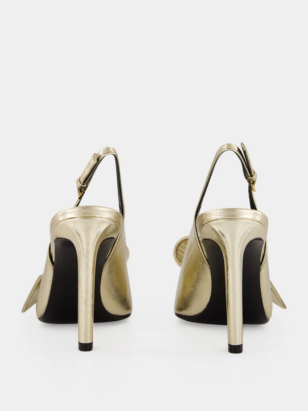 Golden Twisted Ribbon Metallic Slingback Pumps - Image 6