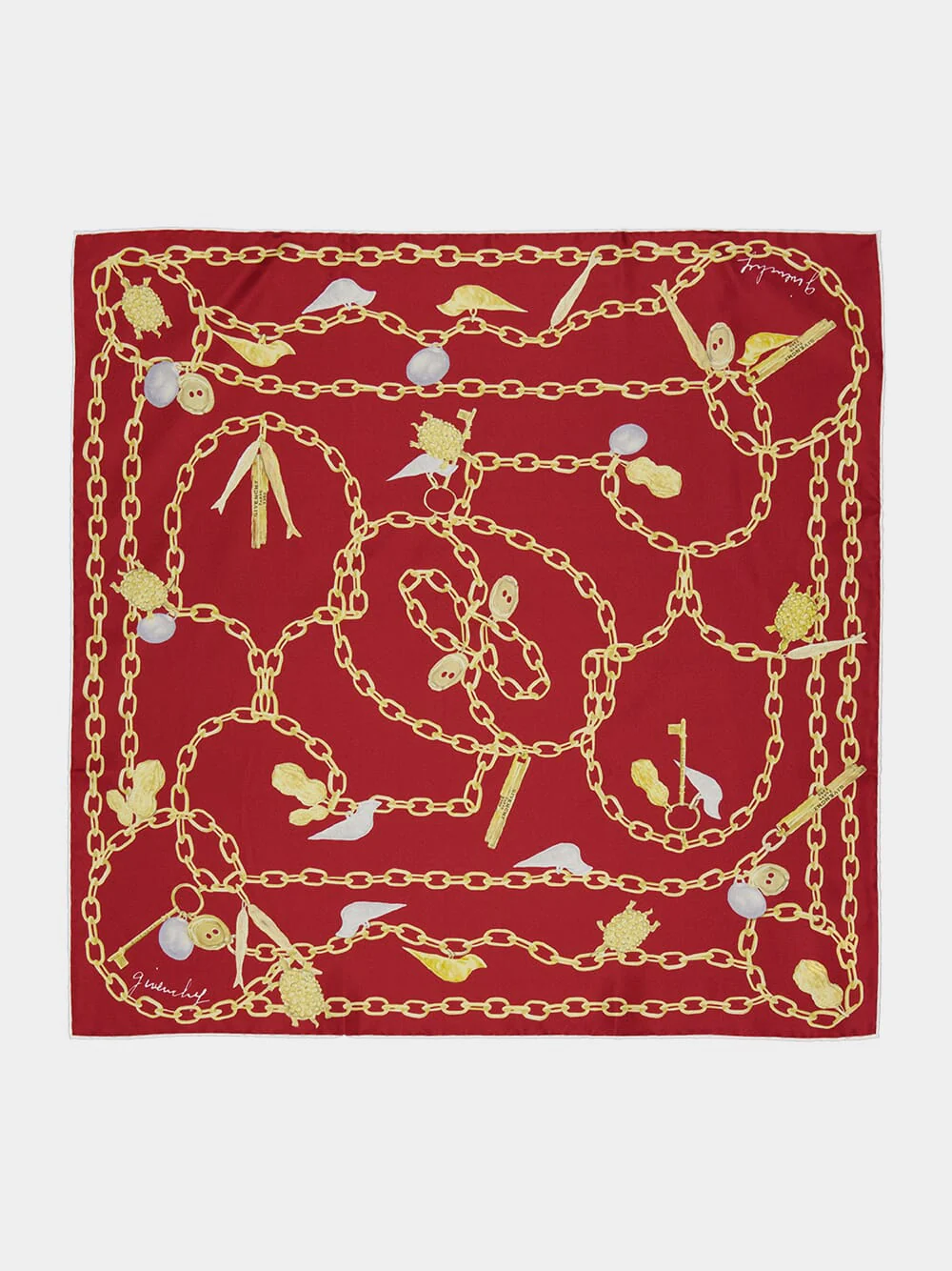 Red Cherry Lucky Charms Silk Square