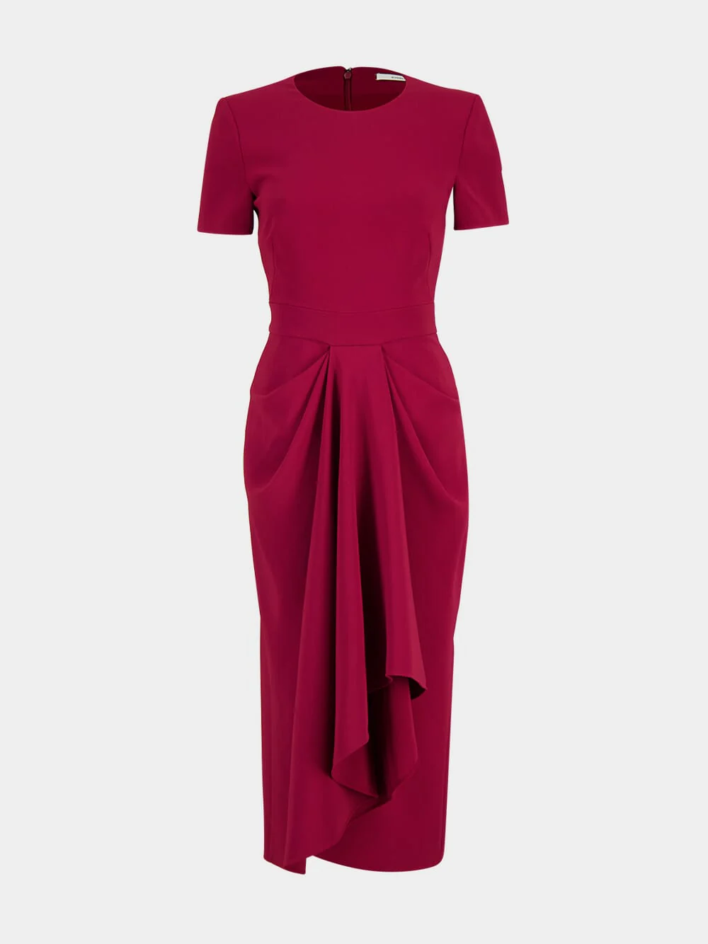 Red Cherry Midi Wrapped Dress in Crepe Cady