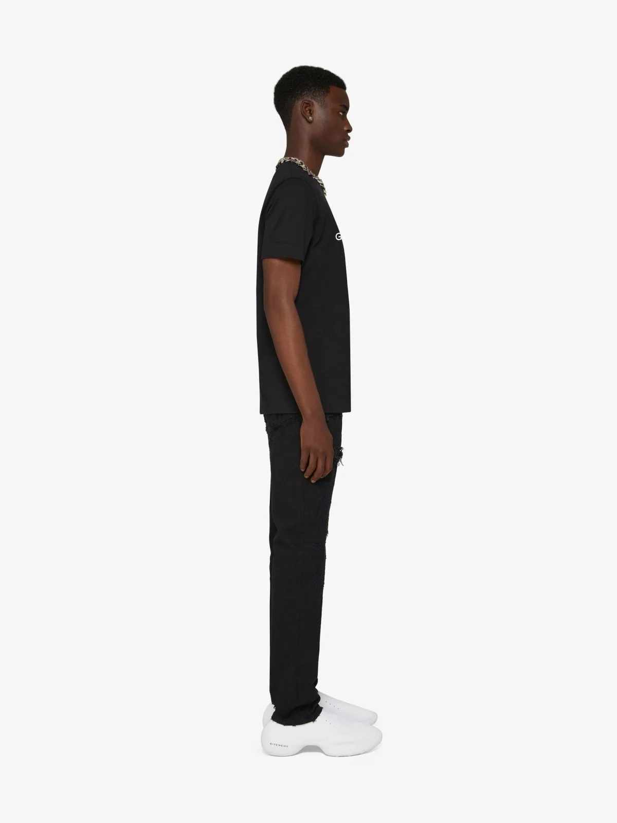 Reverse Slim Fit Cotton Black T-Shirt - Image 4