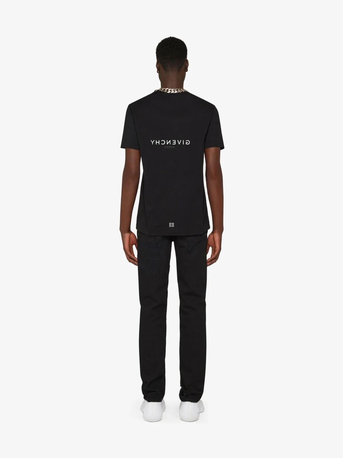 Reverse Slim Fit Cotton Black T-Shirt - Image 6
