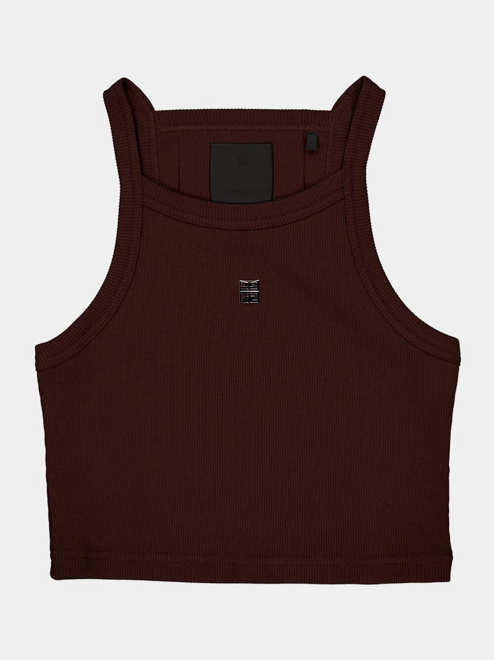 Russet Brown 4G Cropped Cotton Tank Top - Image 3