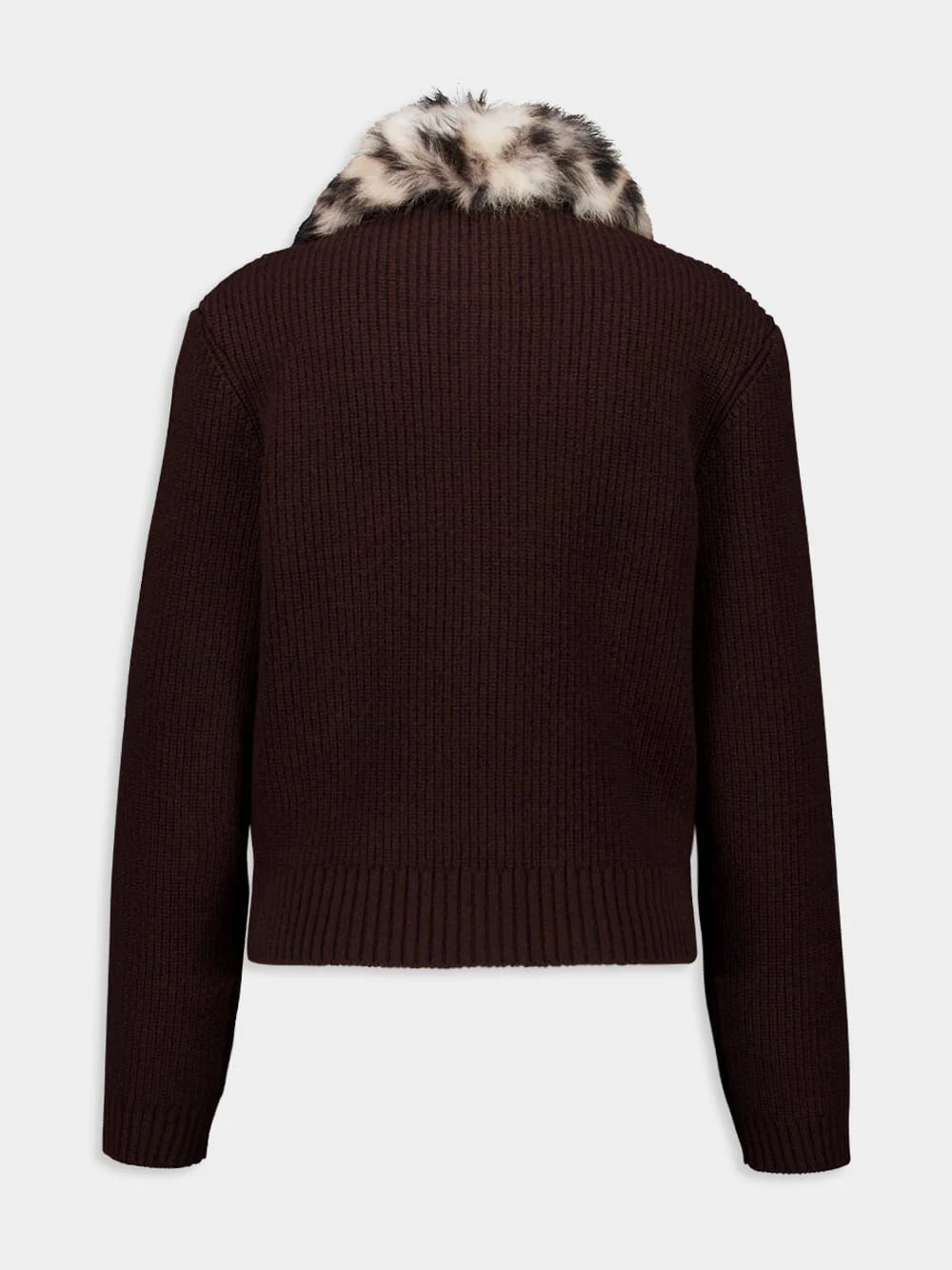 Russet Brown Wool and Cashmere Cardigan - Image 3