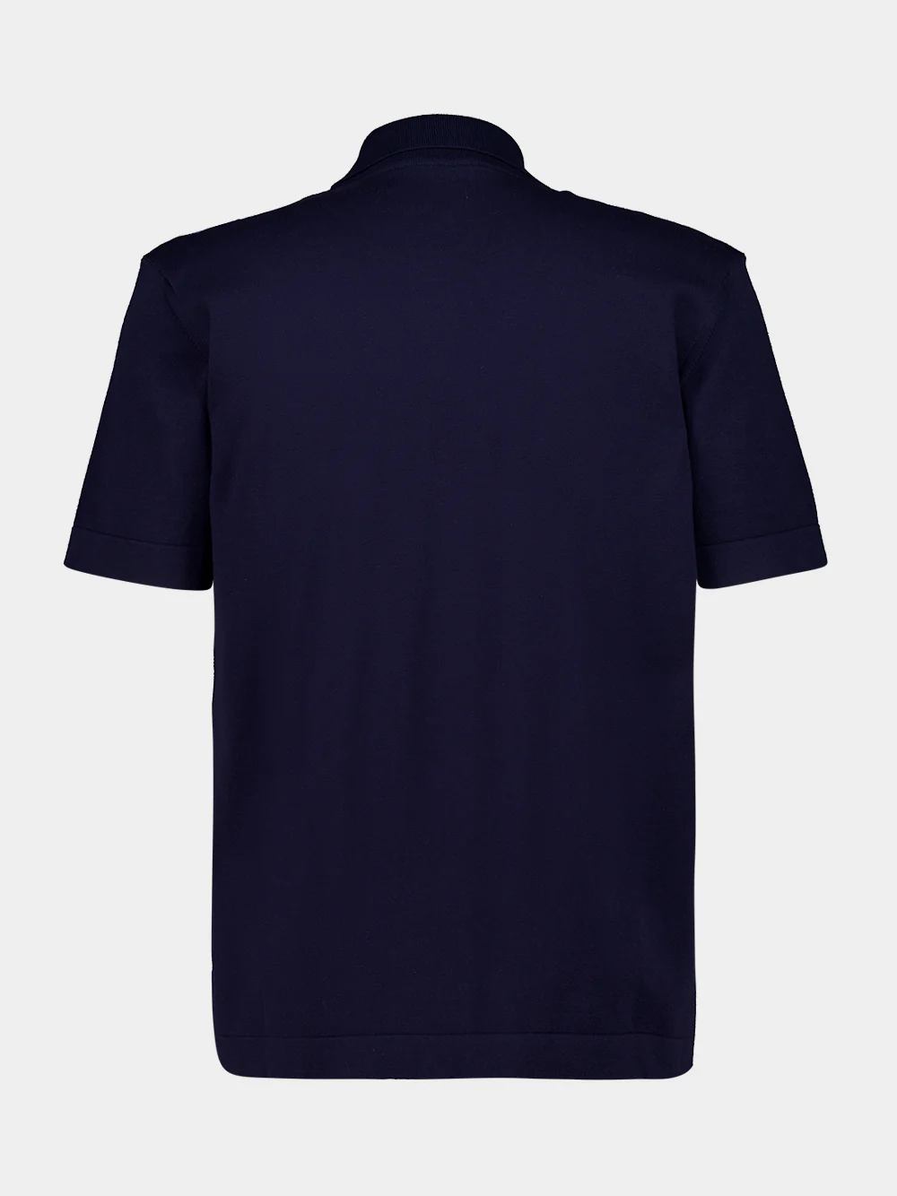 Navy Pinstripe Knit Mix Short-Sleeve Shirt - Image 2