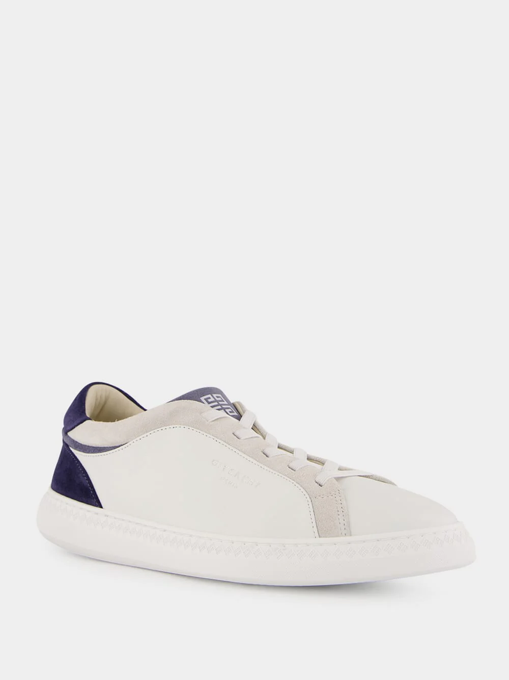 White & Blue G Set Leather and Suede Sneakers - Image 2