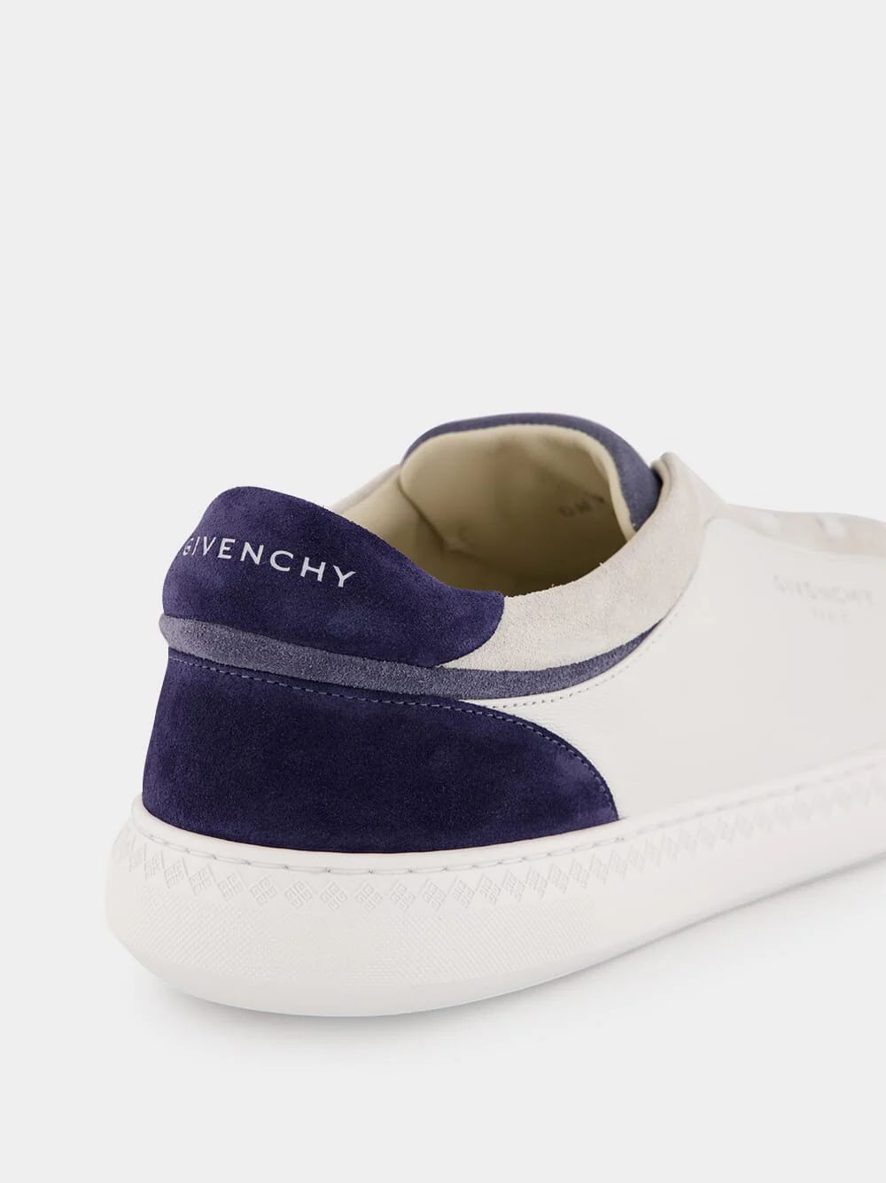 White & Blue G Set Leather and Suede Sneakers - Image 6