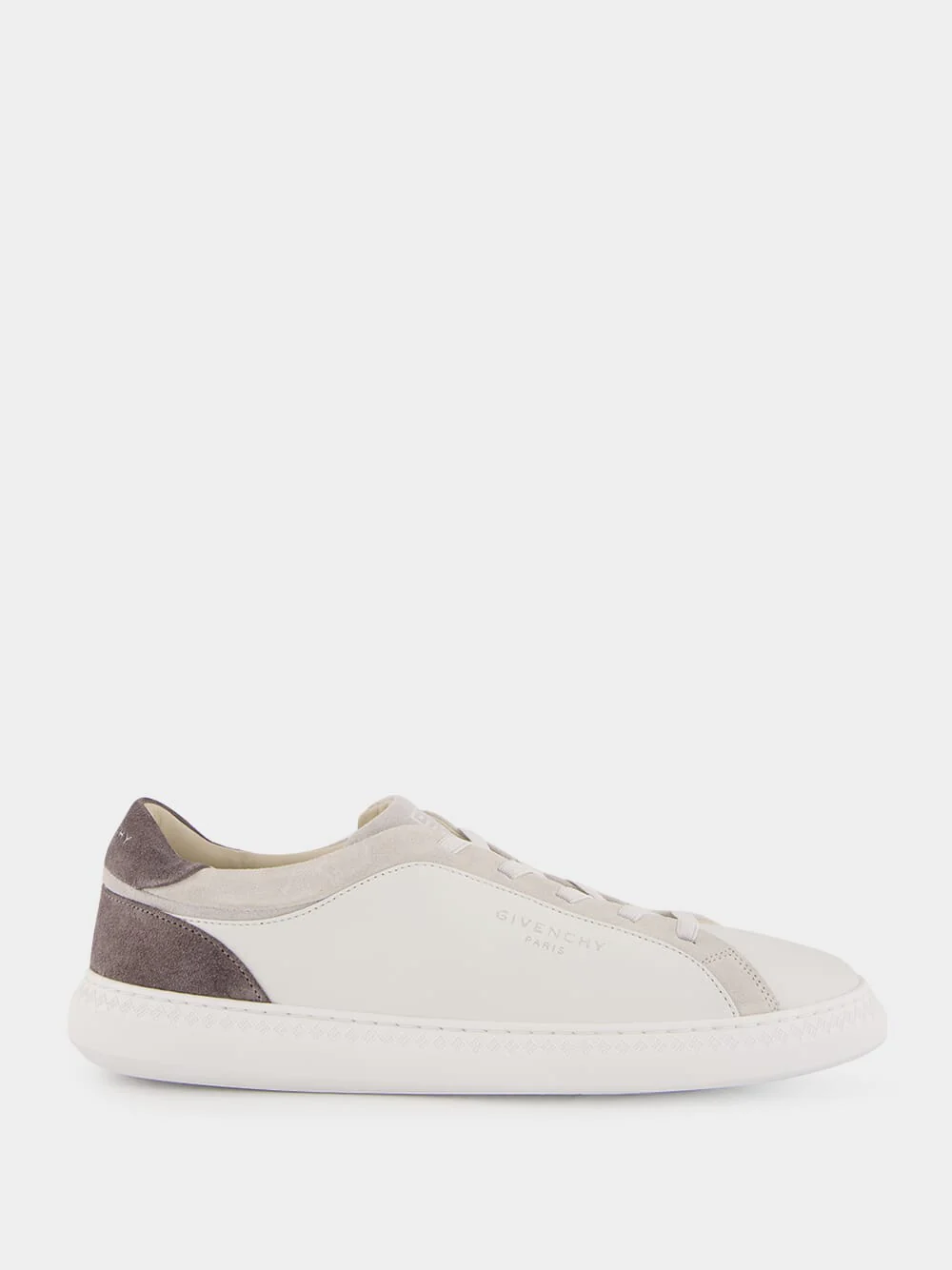 White & Grey G Set Leather and Suede Sneakers