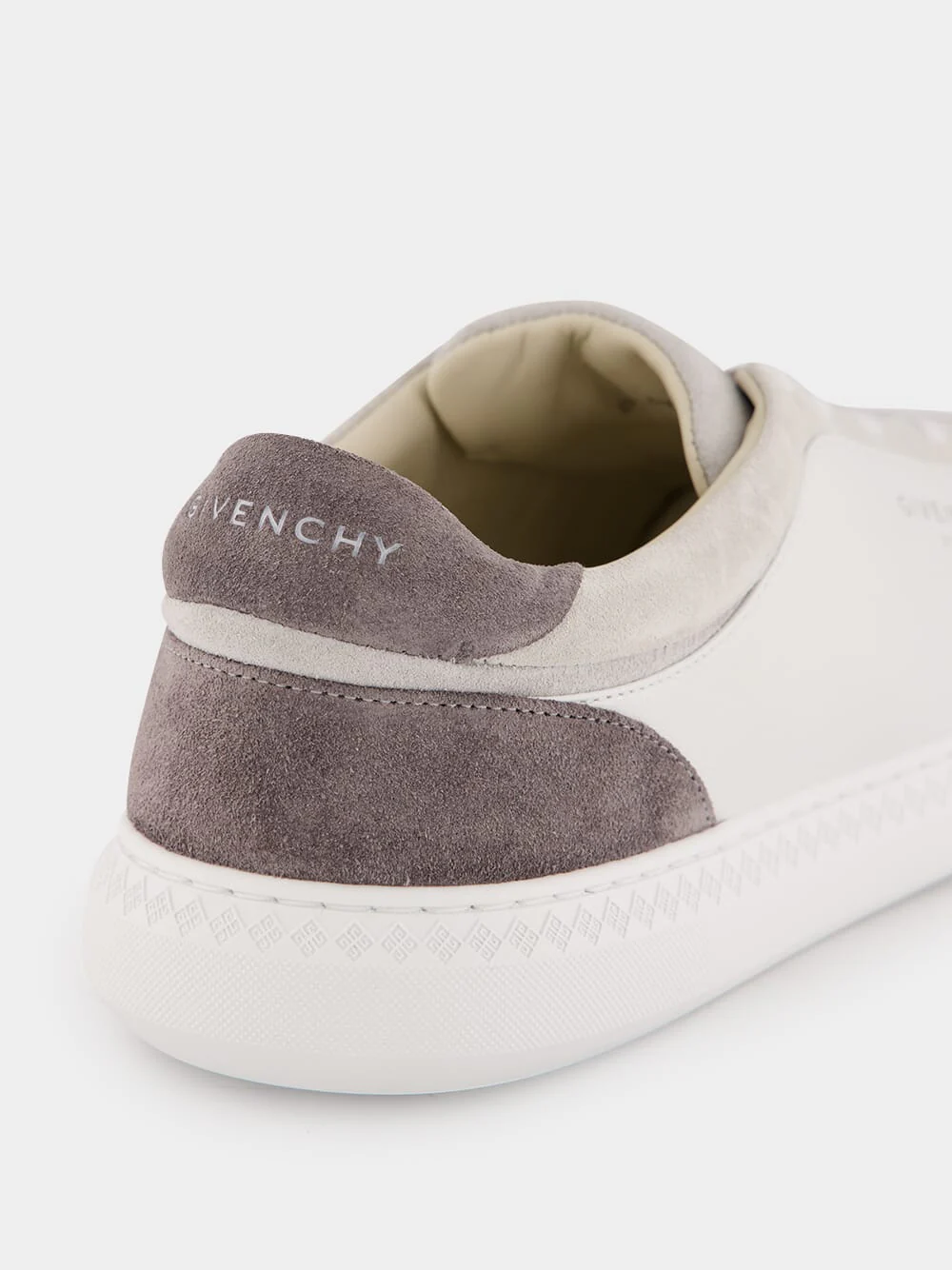 White & Grey G Set Leather and Suede Sneakers - Image 6