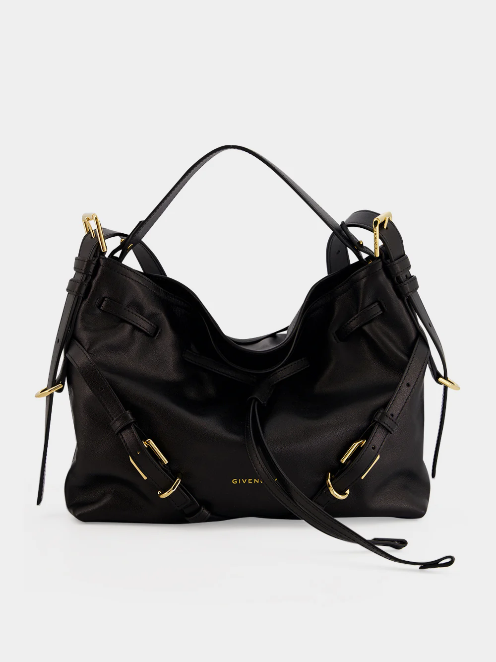 Black Small Voyou Leather Bucket Bag