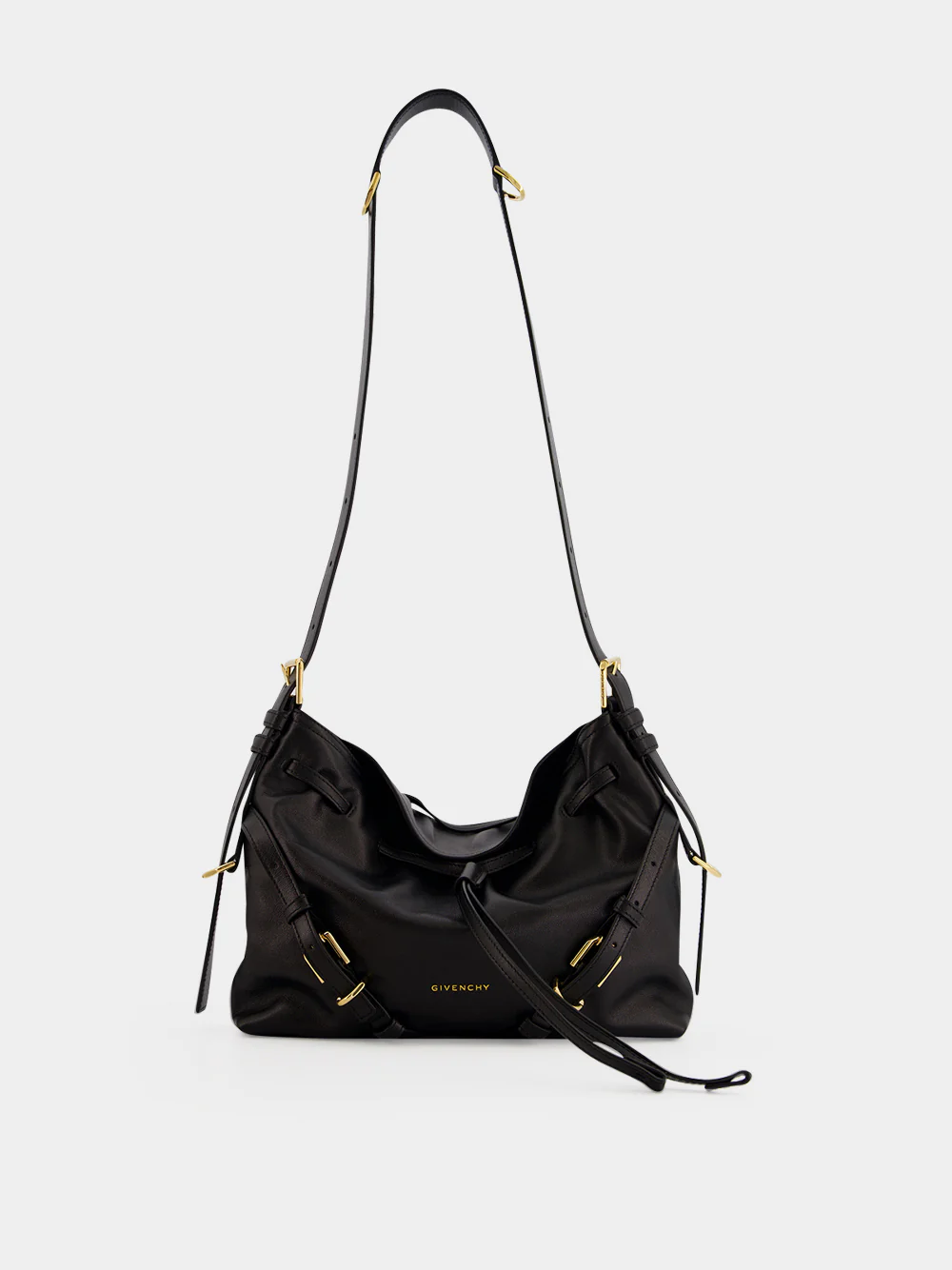 Black Small Voyou Leather Bucket Bag - Image 3