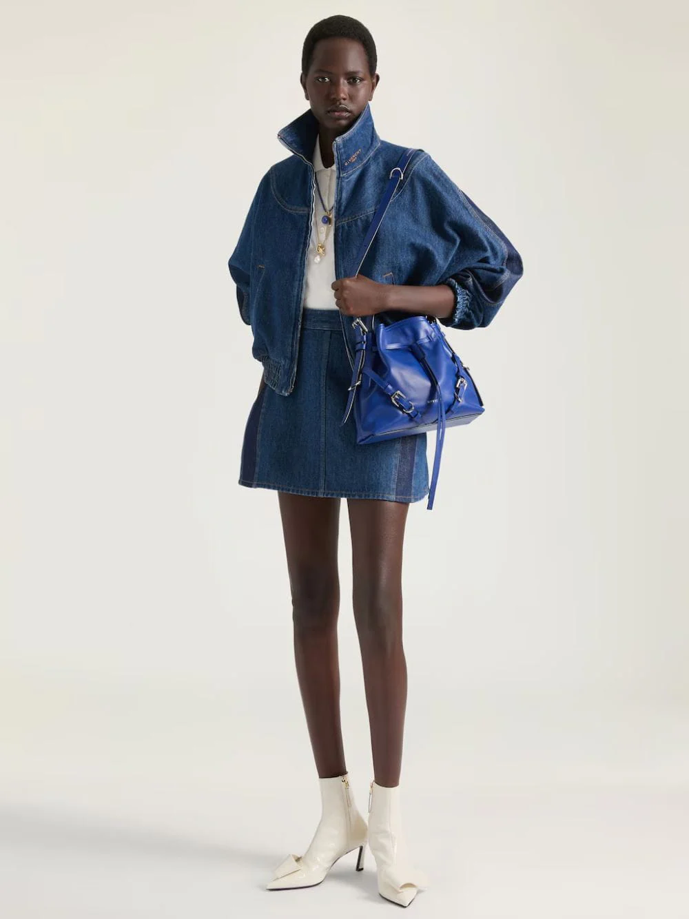Medium Blue Cocoon Denim Mini Skirt - Image 2