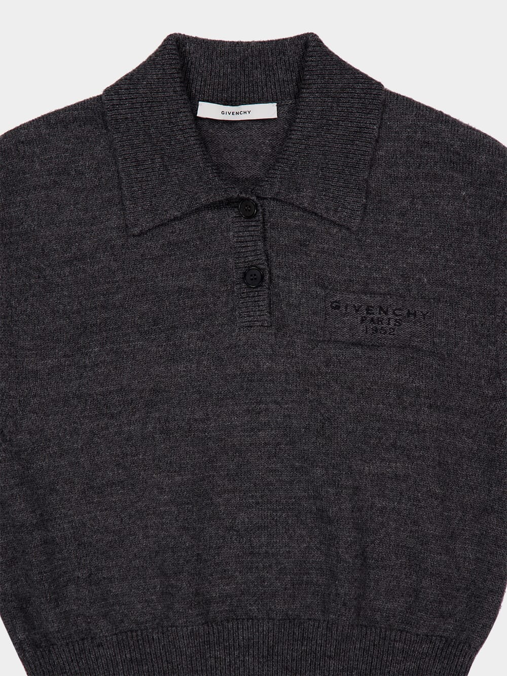 Slate Wool-Blend Embroidered Polo Top - Image 5